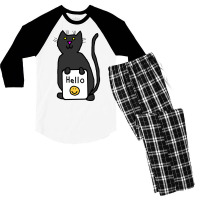 Cute Cat Says Hello Nature Men's 3/4 Sleeve Pajama Set | Artistshot