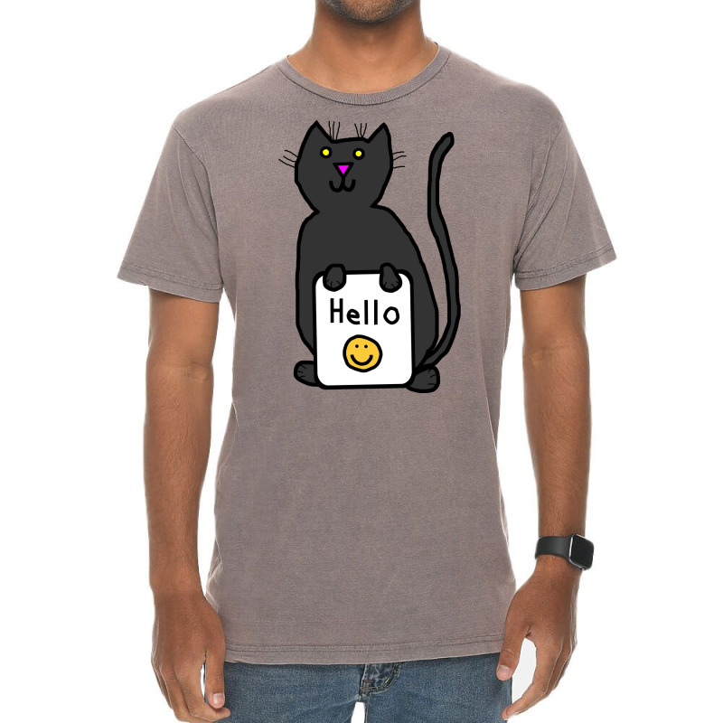 Cute Cat Says Hello Nature Vintage T-Shirt by ushaanthihr | Artistshot