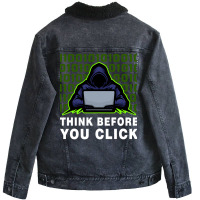 Think Before You Click Cybersecurity Awareness Coo Unisex Sherpa-lined Denim Jacket | Artistshot