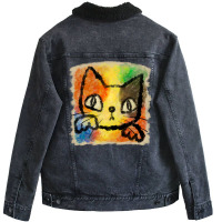 Tortoiseshell Cat Punch Aesthetic Unisex Sherpa-lined Denim Jacket | Artistshot