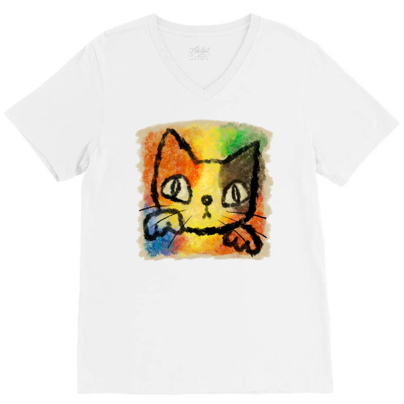 Tortoiseshell Cat Punch Aesthetic V-Neck Tee by turynobarfox | Artistshot