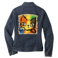 Tortoiseshell Cat Punch Aesthetic Ladies Denim Jacket | Artistshot