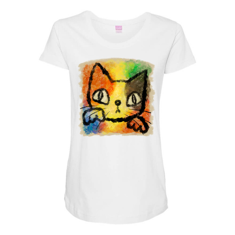 Tortoiseshell Cat Punch Aesthetic Maternity Scoop Neck T-shirt by turynobarfox | Artistshot