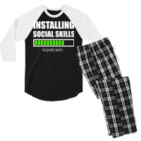 Installing Social Skills Please Wait Hipster Men's 3/4 Sleeve Pajama Set | Artistshot