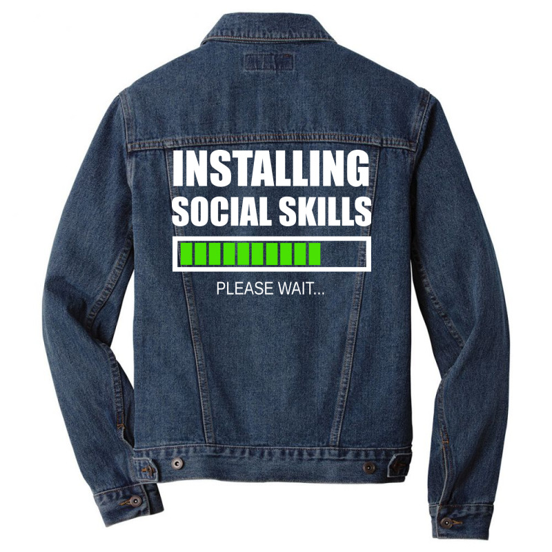 Installing Social Skills Please Wait Hipster Men Denim Jacket by noonxrsbj4 | Artistshot