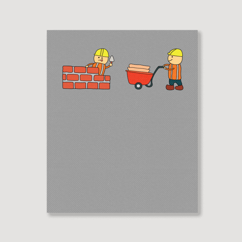 Kids Drawing Vector Illustration Of Construction W Portrait Canvas Print | Artistshot