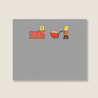 Kids Drawing Vector Illustration Of Construction W Landscape Canvas Print | Artistshot