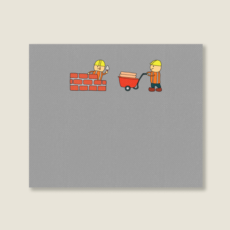 Kids Drawing Vector Illustration Of Construction W Landscape Canvas Print | Artistshot