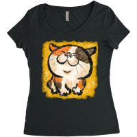 Tortoiseshell Cat Happy Retro Women's Triblend Scoop T-shirt | Artistshot