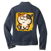 Tortoiseshell Cat Happy Retro Ladies Denim Jacket | Artistshot