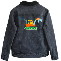 Toddler Draw Excavator Hippie Unisex Sherpa-lined Denim Jacket | Artistshot