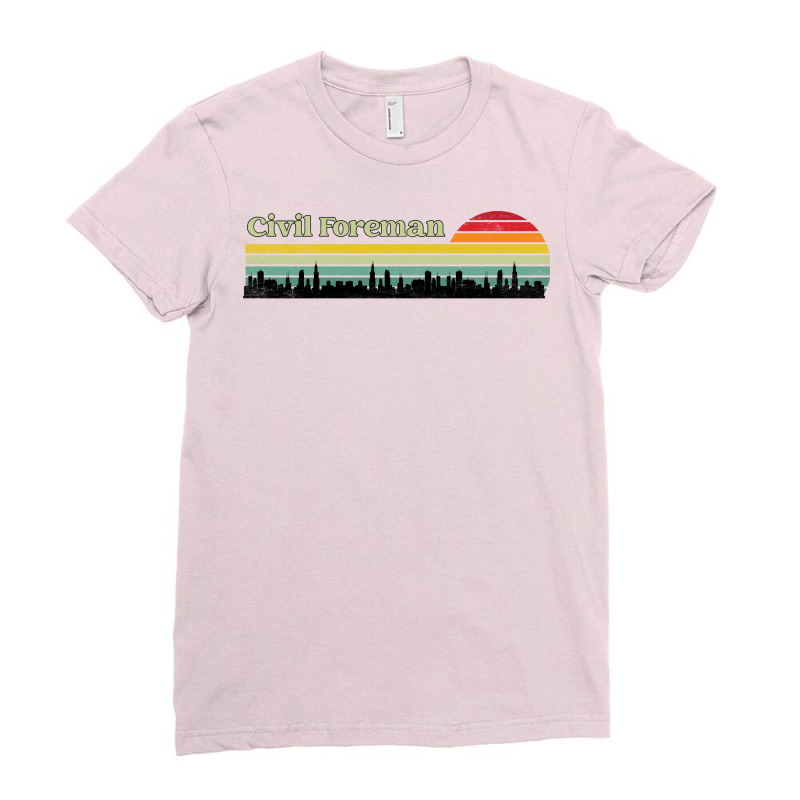 Civil Foreman Retro Sunset Skyline Design Ladies Fitted T-Shirt by valkdiartel | Artistshot