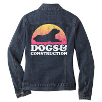 Dogs And Construction Gift Retro Ladies Denim Jacket | Artistshot