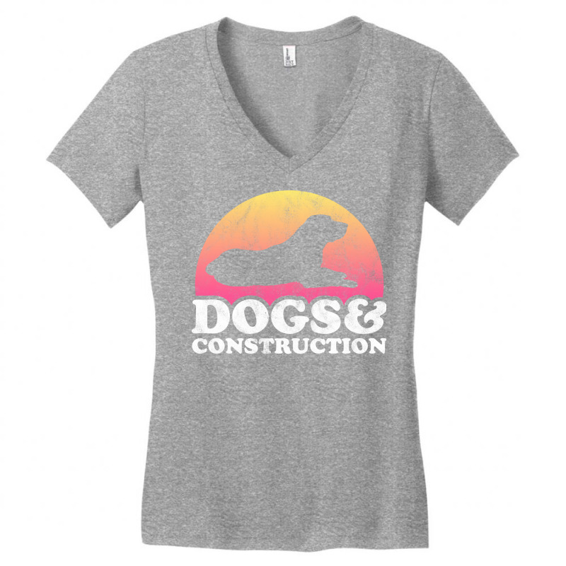 Dogs And Construction Gift Retro Women's V-Neck T-Shirt by valkdiartel | Artistshot