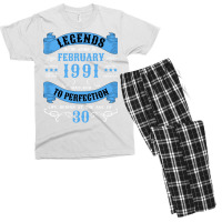 30th Birthday 30 Years 1991 February Funny Men's T-shirt Pajama Set | Artistshot