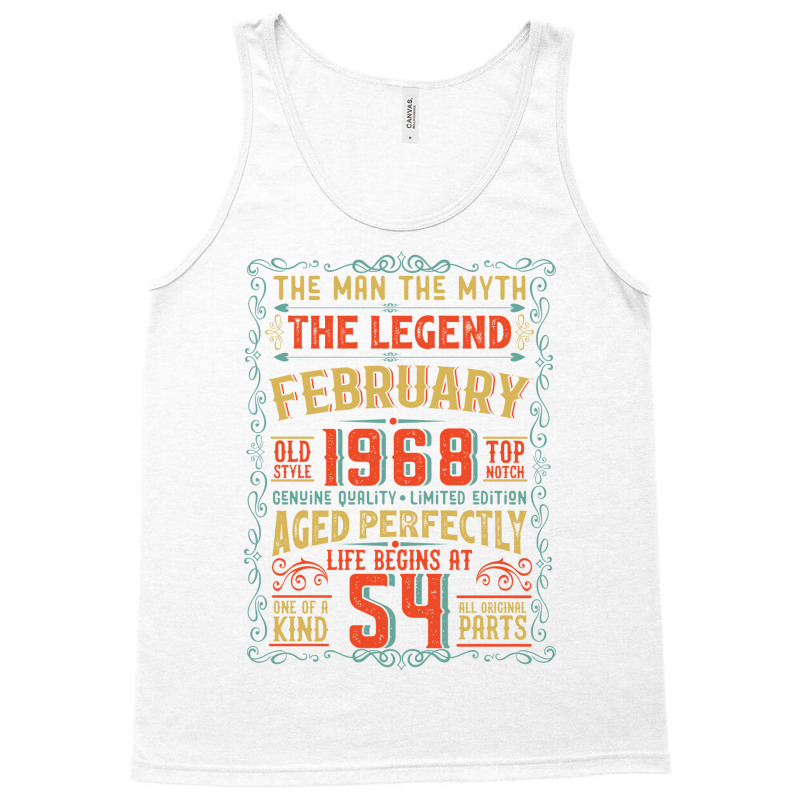 The Man The Myth The Legend 54 Birthday 1968 Green Tank Top | Artistshot