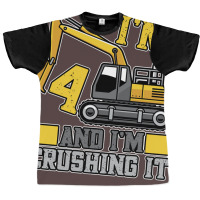 4 Year Old Crushing It Construction Truck 4th Birt Graphic T-shirt | Artistshot