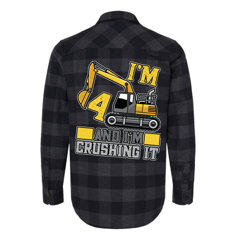 4 Year Old Crushing It Construction Truck 4th Birt Flannel Shirt | Artistshot