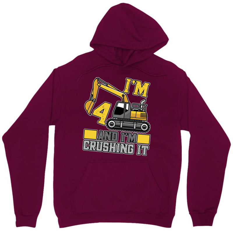 4 Year Old Crushing It Construction Truck 4th Birt Unisex Hoodie | Artistshot