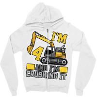 4 Year Old Crushing It Construction Truck 4th Birt Zipper Hoodie | Artistshot