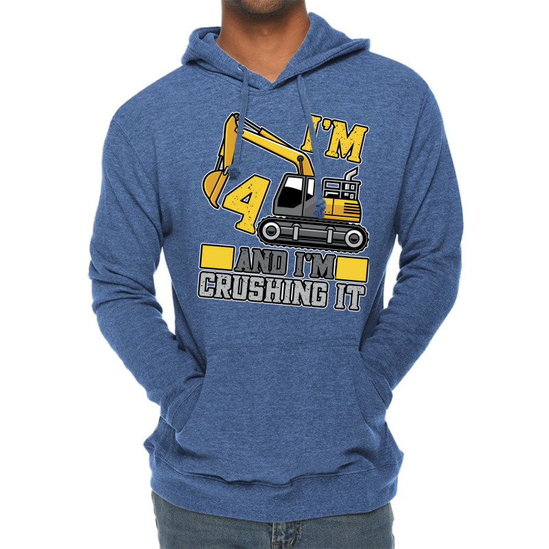 4 Year Old Crushing It Construction Truck 4th Birt Lightweight Hoodie | Artistshot