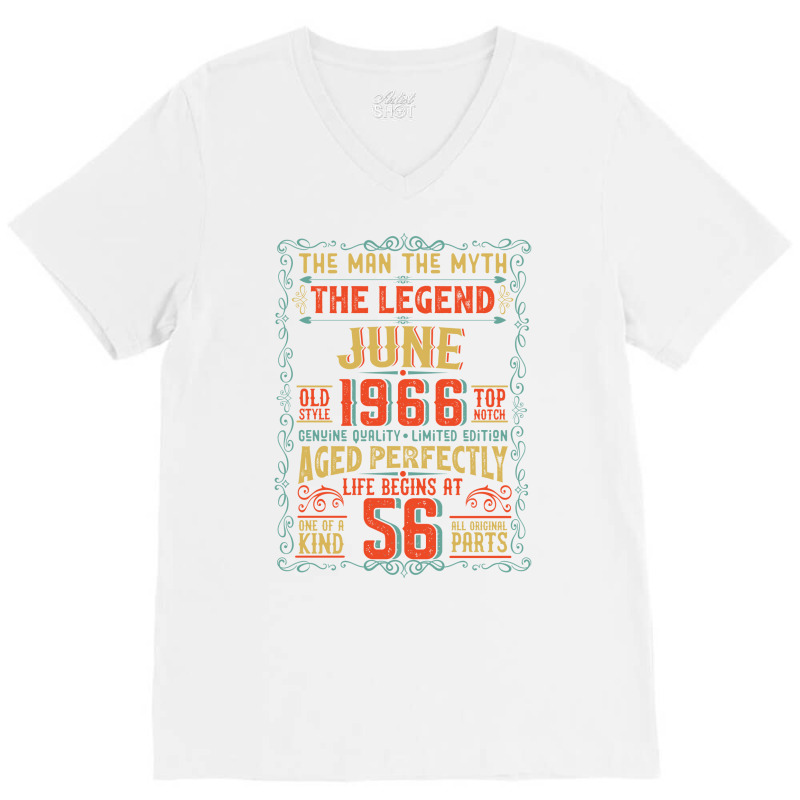 The Man The Myth The Legend 56 Birthday 1966 Red V-neck Tee | Artistshot