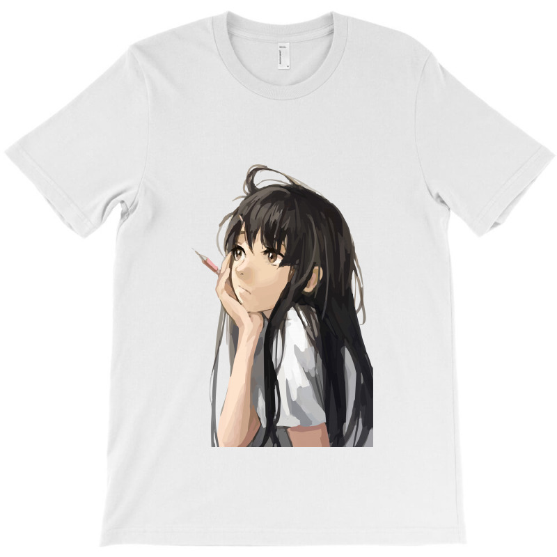 Anime Artist Girl Thinking (lowpoly) (zoomout Effect) T-shirt | Artistshot