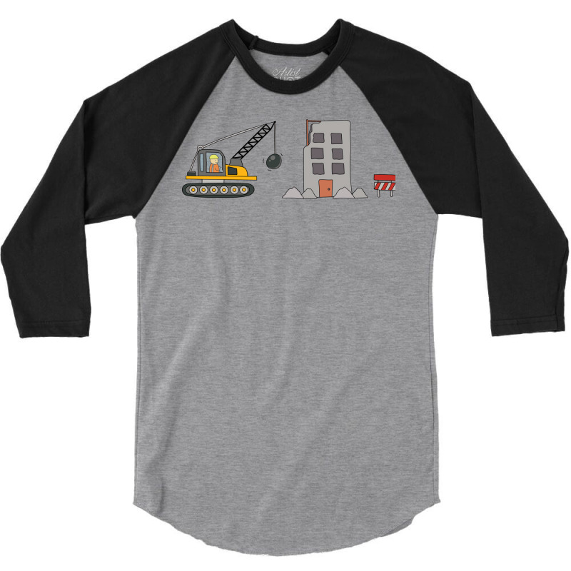 Kids Drawing Construction Site With Demolition Tru 3/4 Sleeve Shirt | Artistshot