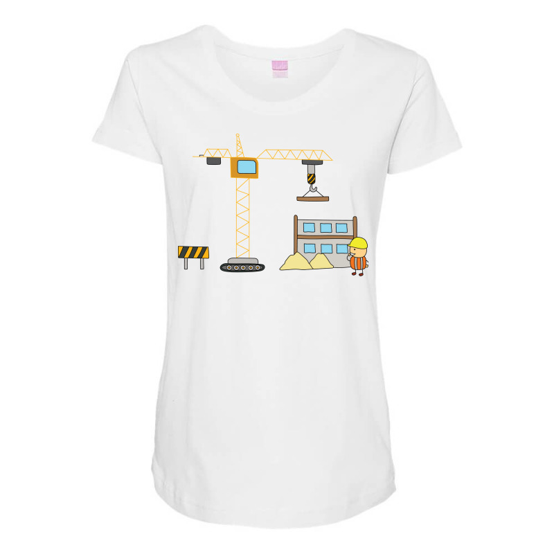 Kids Drawing Of Building Construction Scene With W Maternity Scoop Neck T-shirt by amagaialdazx | Artistshot