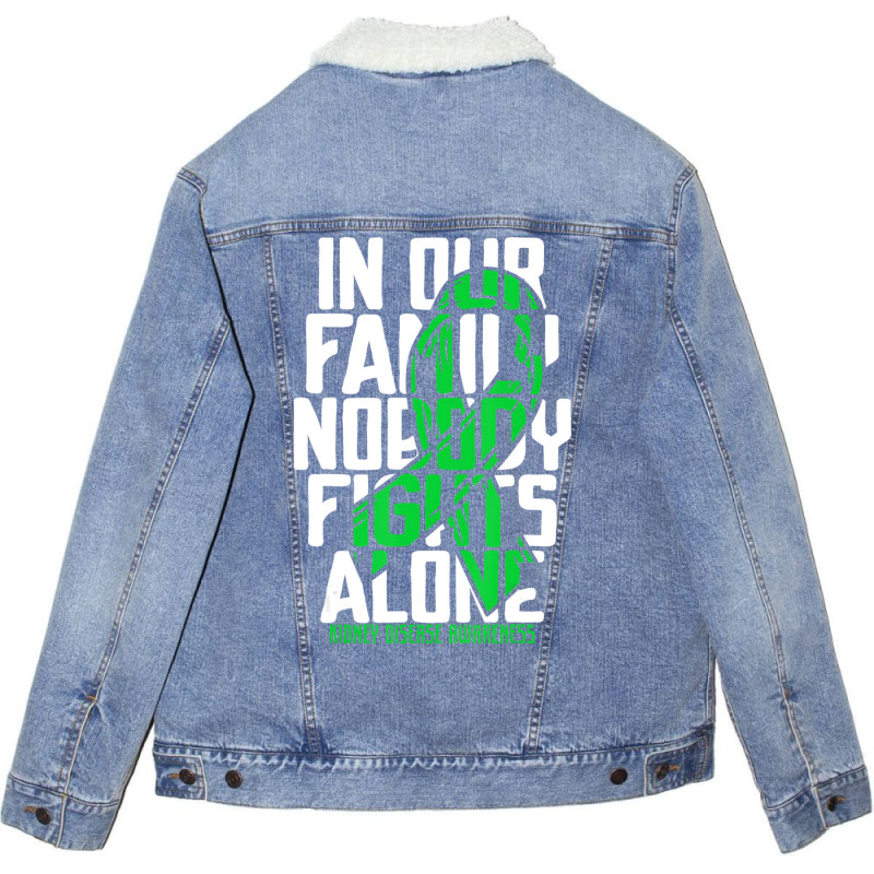 Kidney Disease Support Family Kidney Disease Aware Unisex Sherpa-Lined Denim Jacket by karmaian | Artistshot