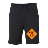 Aubree At Work Funny Warning Sign Gift Fleece Short | Artistshot