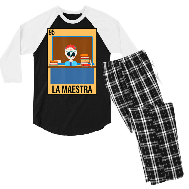 La Maestra Floral Skull Spanish Latina Bilingual T Men's 3/4 Sleeve Pajama Set by kalieberg | Artistshot