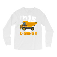 Kids Fifteen 15th Birthday Construction Boy 15 Yea Long Sleeve Shirts | Artistshot