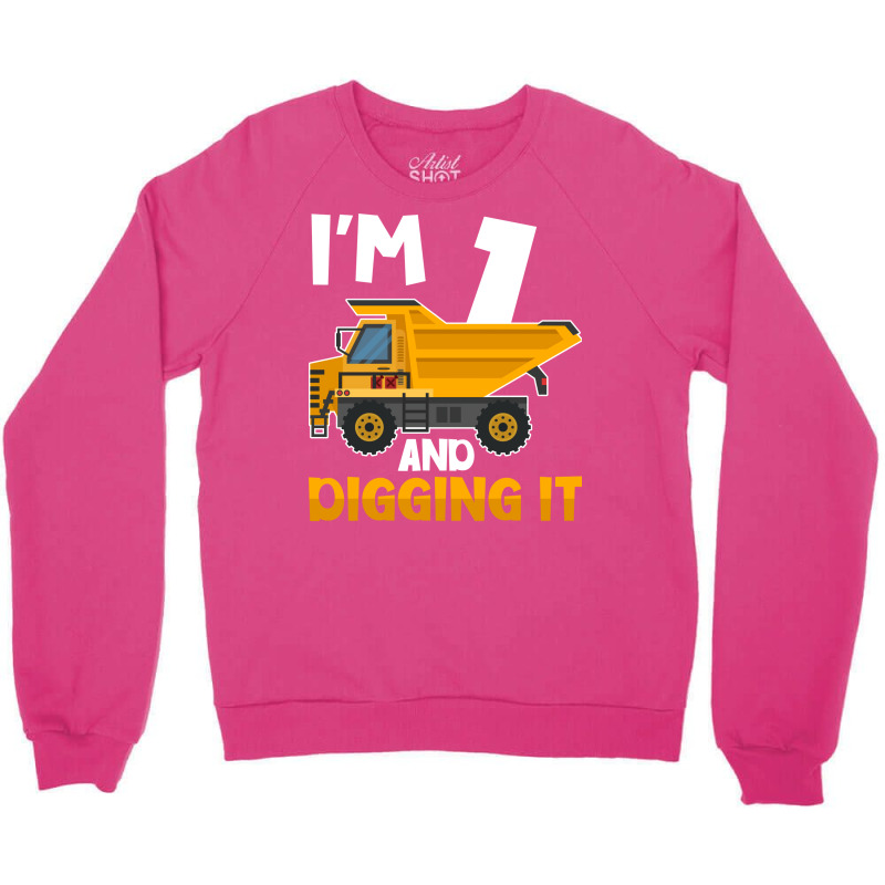 Kids One 1yr 1st Birthday Construction Boy 1 Year Crewneck Sweatshirt by nsikekhizom | Artistshot