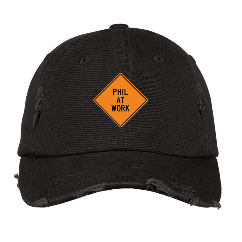 Phil At Work Funny Warning Sign Girl Vintage Cap by firakusvatikk | Artistshot