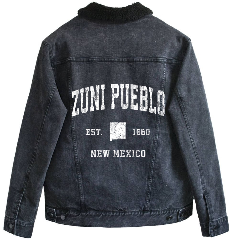 Zuni Pueblo New Mexico Nm Vintage Athletic Sports Unisex Sherpa-Lined Denim Jacket by holubarpro | Artistshot