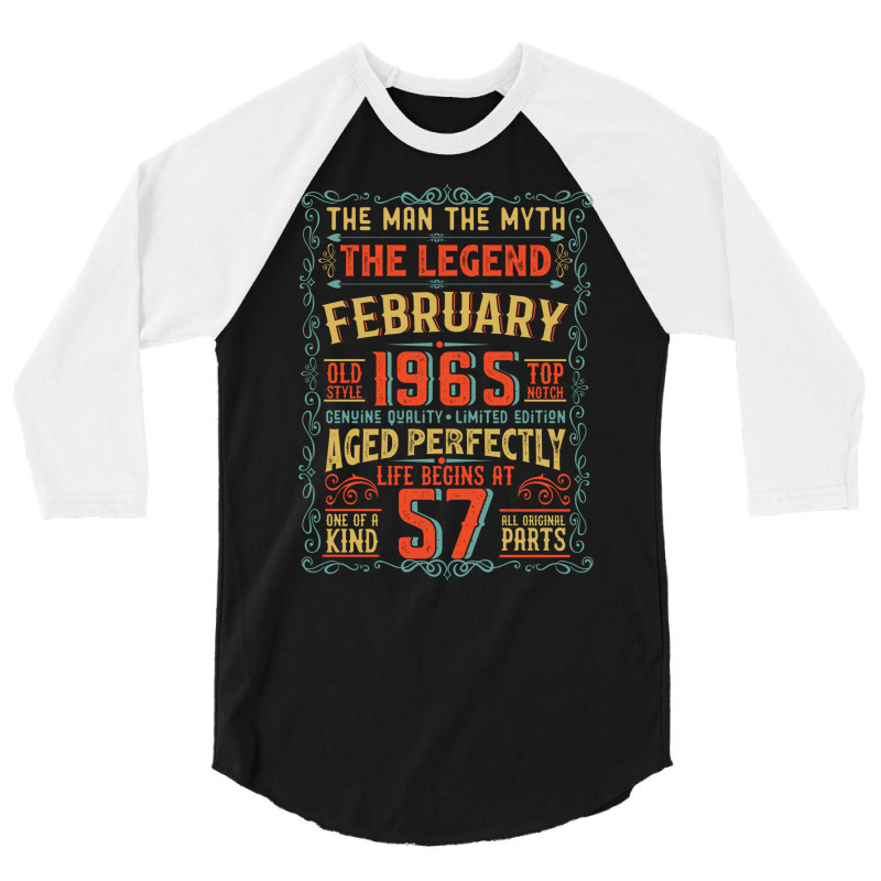 The Man The Myth The Legend 57 Birthday 1965 Cute 3/4 Sleeve Shirt by kosicnarwarw | Artistshot