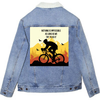 Mountain Bicycle Yellow Unisex Sherpa-lined Denim Jacket | Artistshot