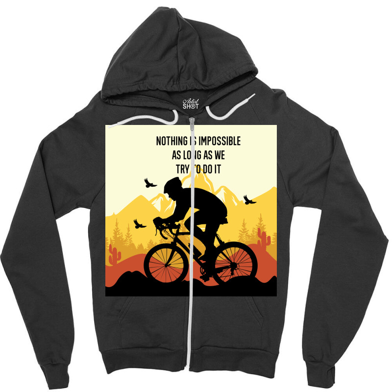 Mountain Bicycle Yellow Zipper Hoodie | Artistshot