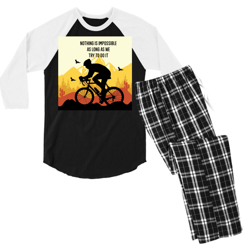 Mountain Bicycle Yellow Men's 3/4 Sleeve Pajama Set | Artistshot