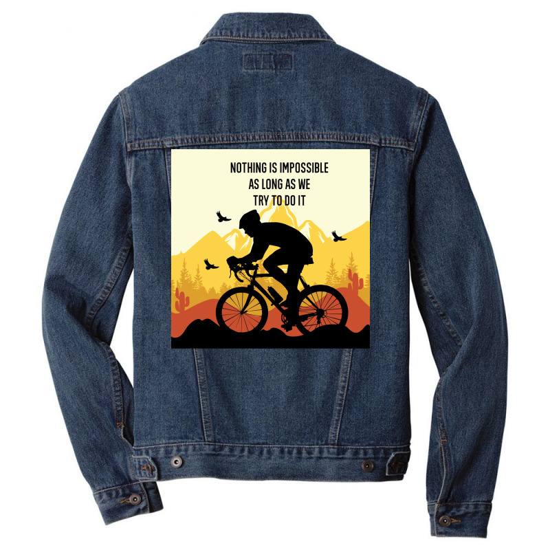 Mountain Bicycle Yellow Men Denim Jacket | Artistshot