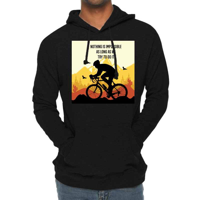 Mountain Bicycle Yellow Lightweight Hoodie | Artistshot