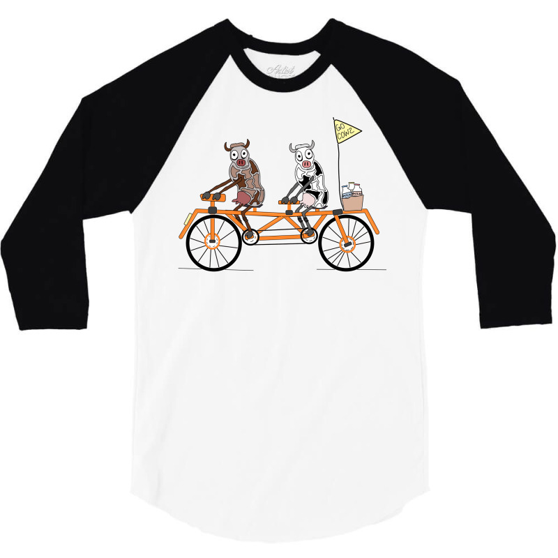 Cows On A Tandem Bike Travel 3/4 Sleeve Shirt | Artistshot