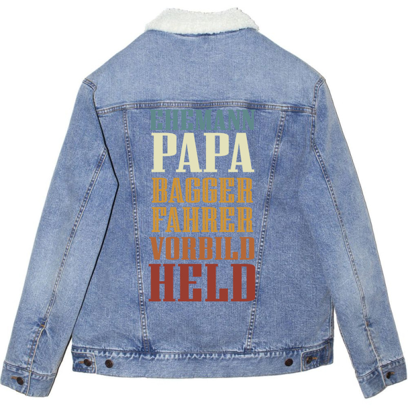 Husband Dad Excavator Operator Role Model Hero Red Unisex Sherpa-lined Denim Jacket | Artistshot