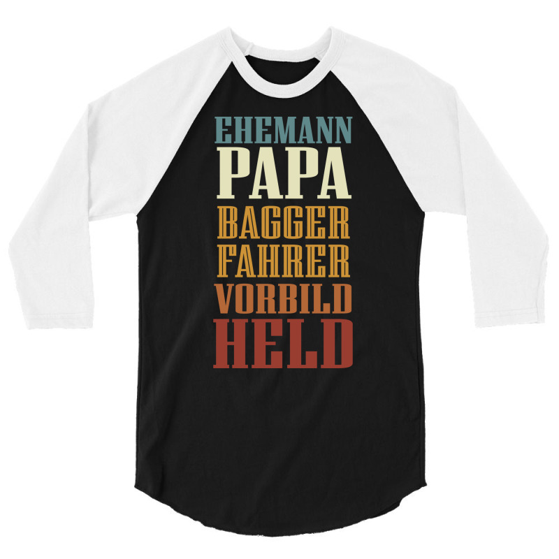 Husband Dad Excavator Operator Role Model Hero Red 3/4 Sleeve Shirt | Artistshot