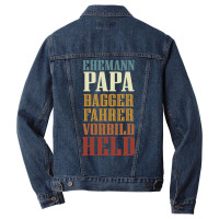 Husband Dad Excavator Operator Role Model Hero Red Men Denim Jacket | Artistshot