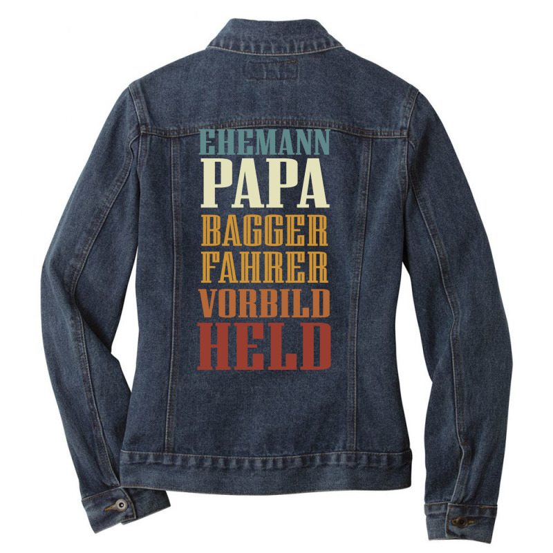 Husband Dad Excavator Operator Role Model Hero Red Ladies Denim Jacket by zamileutariiz | Artistshot