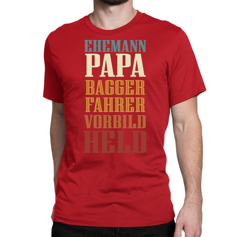 Husband Dad Excavator Operator Role Model Hero Red Classic T-shirt | Artistshot