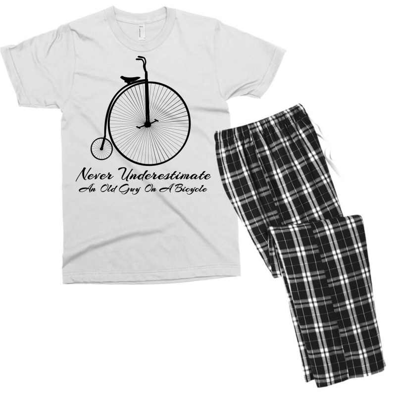 Never Underestimate An Old Guy On A Bicycle Bike C Men's T-shirt Pajama Set | Artistshot