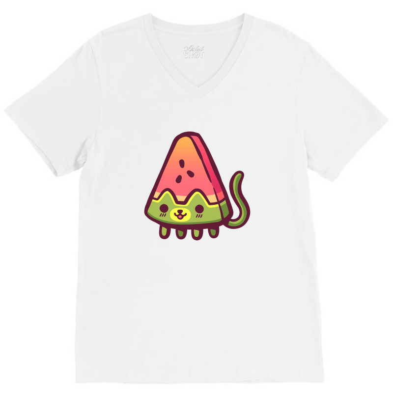 Watermelon Cat V-Neck Tee by steverlopez | Artistshot